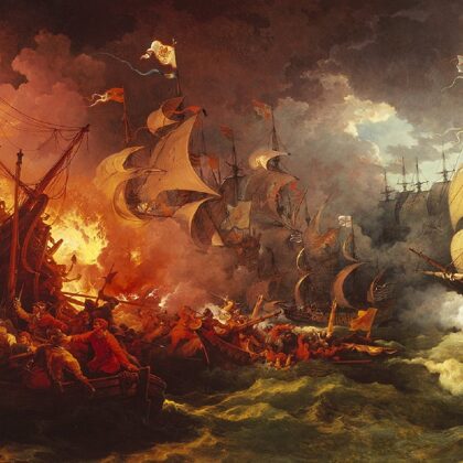 BATTLE OF GRAVELINES  ON JULY 29, 1588.  THE ANGLO SPANISH WAR OCCURRED IN 1585 UNTIL 1604